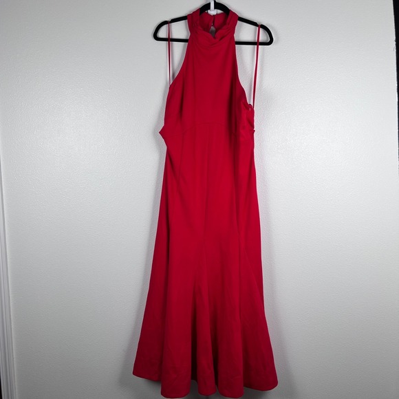 Anthropologie Maeve Women's Halter Midi Dress Red Sz XL - Picture 5 of 10